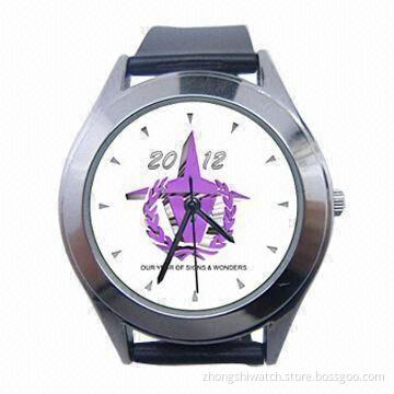 Promotional Wristwatch, Alloy Case, Leather/Silicone Strap, Japan Quartz Movement